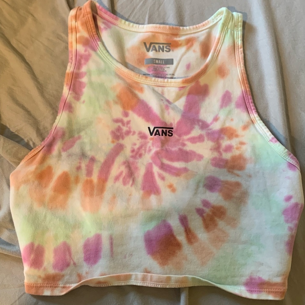 Vans Women's Pastel Tie-Dye Cropped Tank Top - Pink, Orange, Green